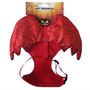 Pet Large up to 20 inch girth Red Glitter Devil Wings Harness BNWT